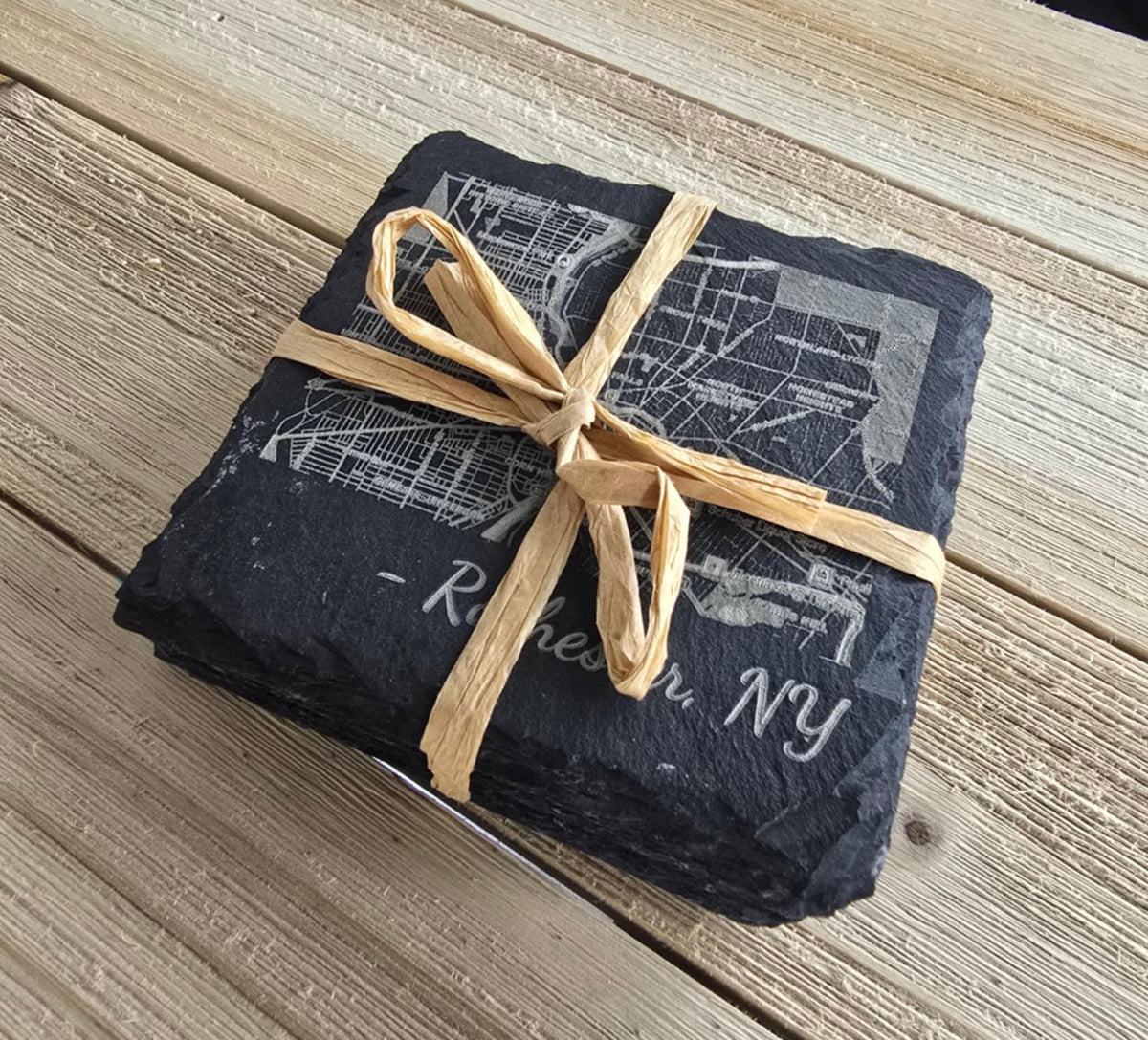 Rochester Map Slate Coasters