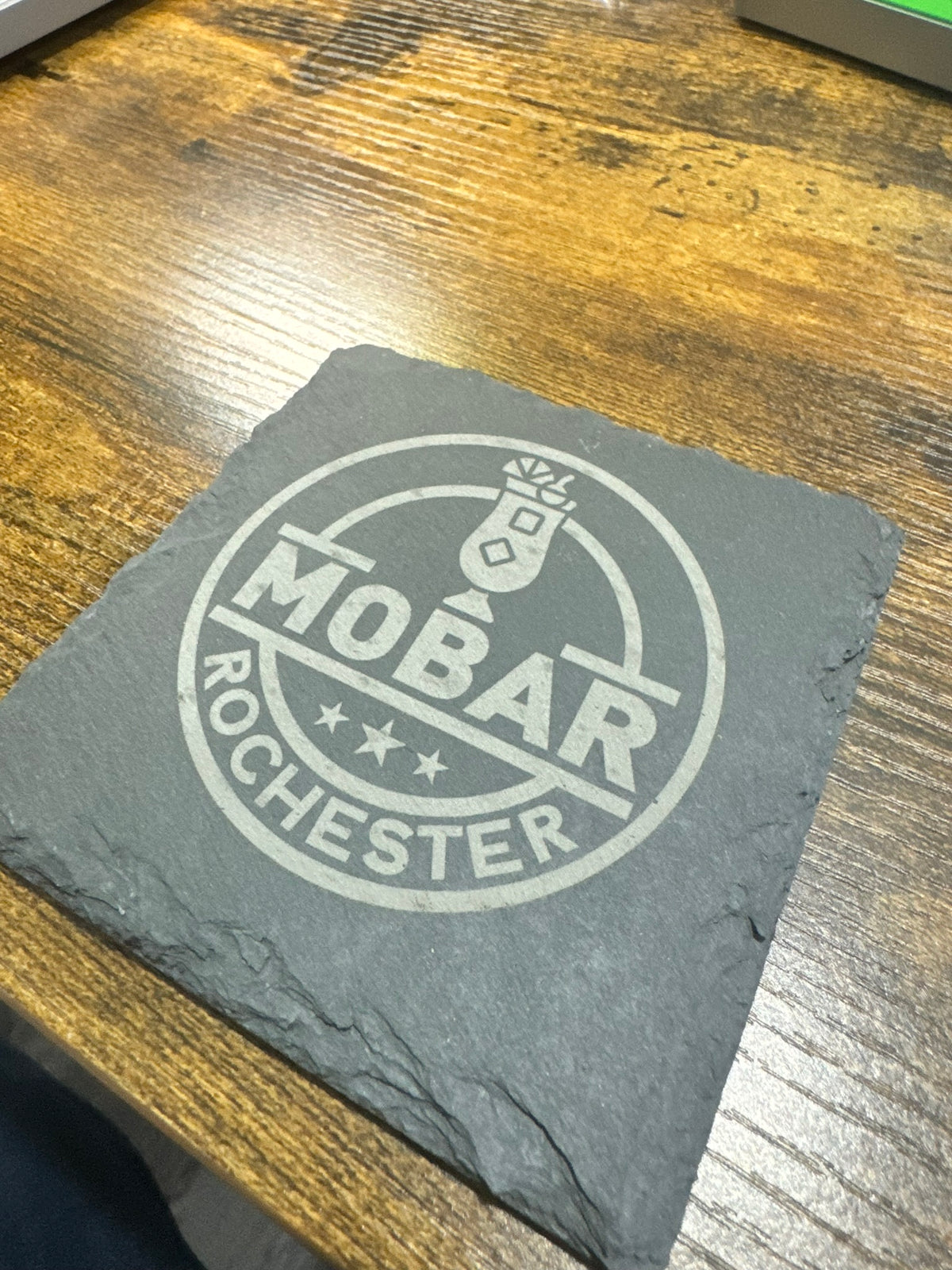 Personalized slate coasters engraved with family photos
