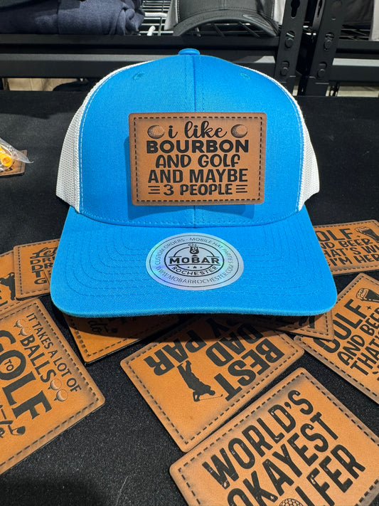 Golf, Bourbon, & 3 People - Golf Trucker Hat